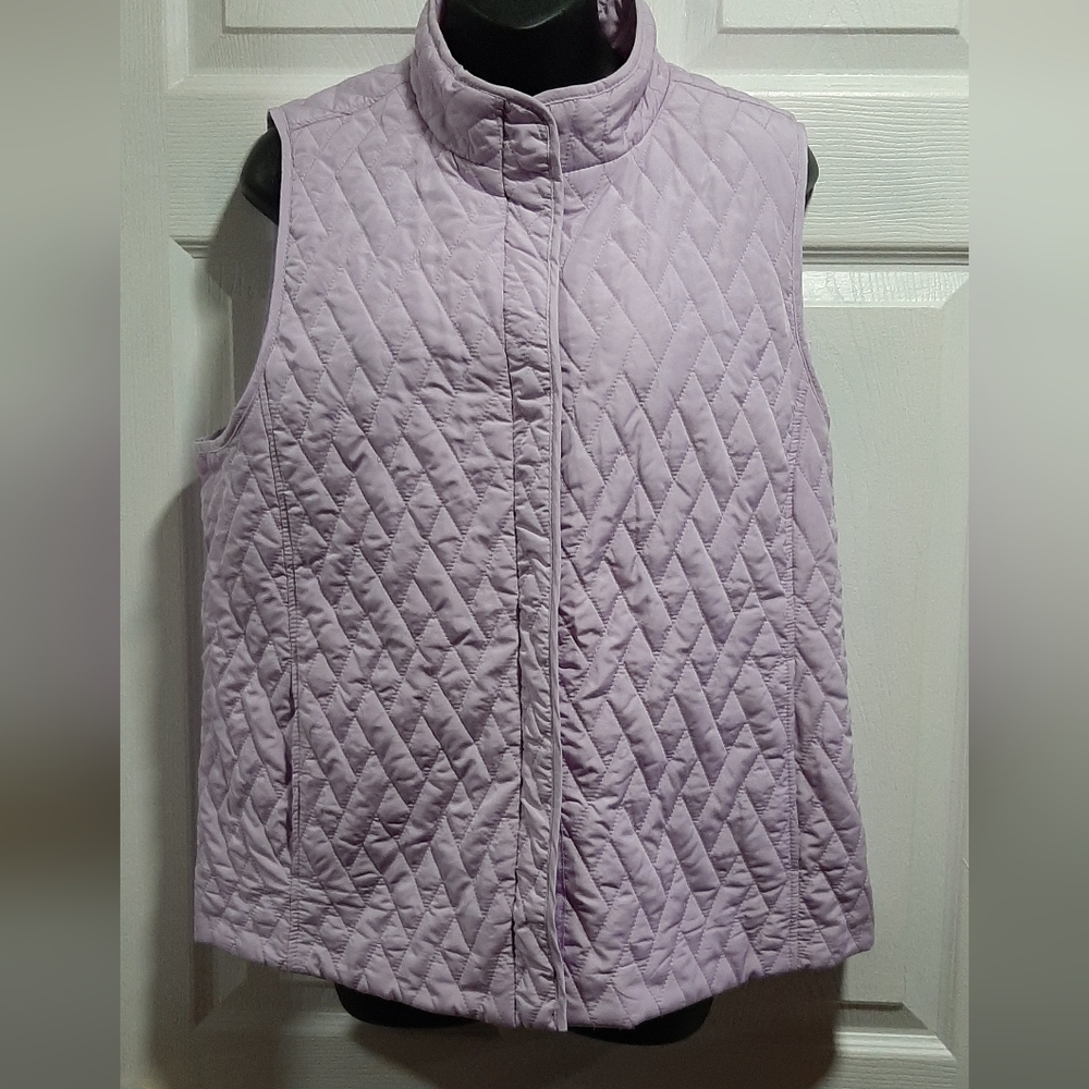 Croft & Barrow Diamond Quilted Puffer Vest Lilac Size XL Like New